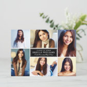Elegant Black and White Photo Collage Afstuderen Kaart (Staand voorkant)