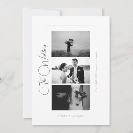 Elegant Black and White Photo Collage Wedding Kaart (Voorkant)