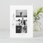 Elegant Black and White Photo Collage Wedding Kaart (Staand voorkant)