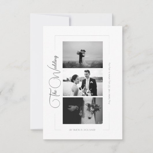 Elegant Black and White Photo Collage Wedding RSVP Kaartje (Voorkant)