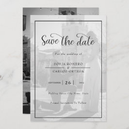 Elegant Black and White Photo Invitation Kaart