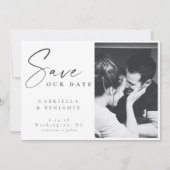 Elegant Black and White Photo Minimalist Wedding Save The Date (Voorkant)
