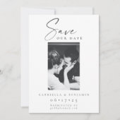 Elegant Black and White Photo Minimalist Wedding Save The Date (Voorkant)