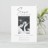 Elegant Black and White Photo Minimalist Wedding Save The Date (Staand voorkant)