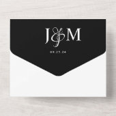 Elegant Black and White Photo Monogram Weddenschap All In One Uitnodiging (Achterkant)