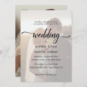 Elegant Black and White Photo Overlay Wedding Kaart (Voorkant / Achterkant)