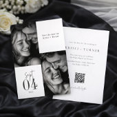 Elegant Black and White Photo QR Code Wedding Save The Date