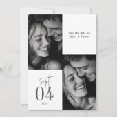Elegant Black and White Photo QR Code Wedding Save The Date (Voorkant)