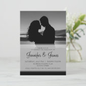 Elegant Black and White Photo Verloving Kaart (Staand voorkant)