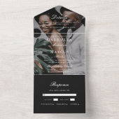 Elegant Black and White Photo Wedding All In One Uitnodiging (Binnen)