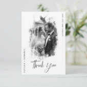 Elegant Black and White Photo Wedding Bedankkaart (Staand voorkant)