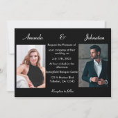 Elegant Black and White Photo Wedding Invitation Kaart (Voorkant)