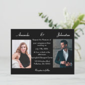 Elegant Black and White Photo Wedding Invitation Kaart (Staand voorkant)