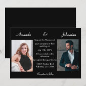 Elegant Black and White Photo Wedding Invitation Kaart (Voorkant / Achterkant)