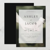 Elegant Black and White Photo Wedding Invitation Kaart (Voorkant / Achterkant)