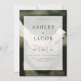 Elegant Black and White Photo Wedding Invitation Kaart