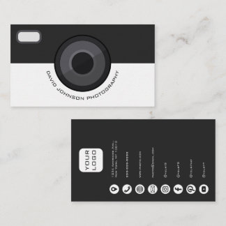 Elegant Black and White Photographer Business Card Visitekaartje