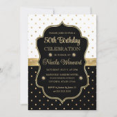 Elegant Black and White Polka Dots 50th Birthday Kaart (Voorkant)