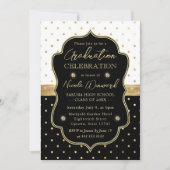 Elegant Black and White Polka Dots Afstuderen Kaart (Voorkant)