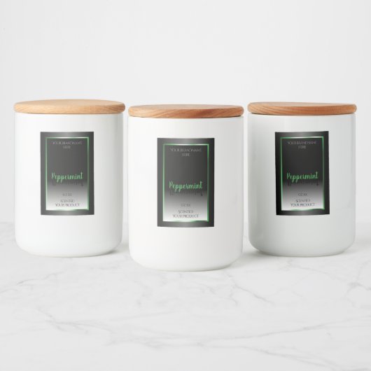 Elegant Black and White Product Labels Groen Lijst Voedselcontainer Etiket (Flessen)