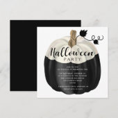 Elegant Black and White Pumpkin Halloween Party Kaart (Voorkant / Achterkant)
