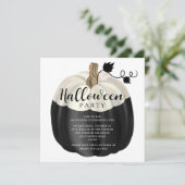 Elegant Black and White Pumpkin Halloween Party Kaart (Staand voorkant)