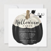 Elegant Black and White Pumpkin Halloween Party Kaart (Voorkant)