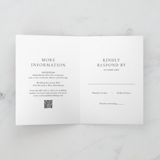 Elegant Black and White QR Code Classic Wedding (Binnen)