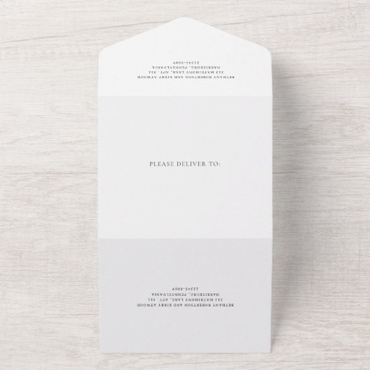 Elegant Black and White QR Code Classic Wedding All In One Uitnodiging (Buitenkant)