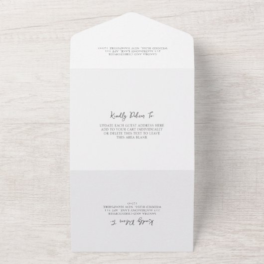 Elegant Black and White QR Code Modern Wedding All In One Uitnodiging (Buitenkant)