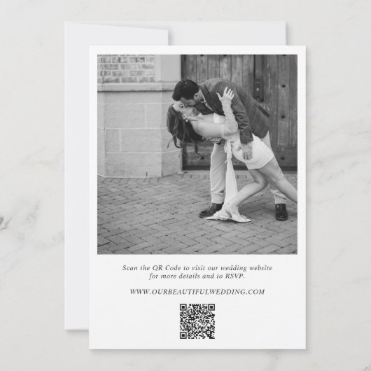 Elegant Black and White QR Code Modern Wedding Kaart (Achterkant)