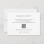 Elegant Black and White QR Code Modern Wedding RSVP Kaartje (Voorkant)