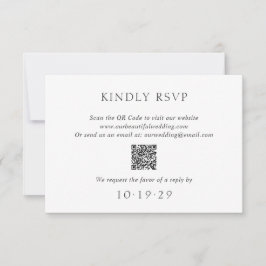 Elegant Black and White QR Code Modern Wedding RSVP Kaartje