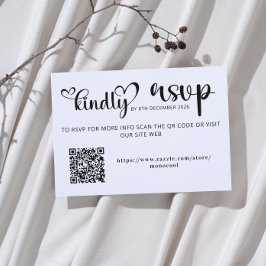 Elegant Black and White Qr Code Wedding Replay RSVP Kaartje
