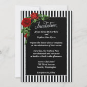 Elegant Black and White Red Rose Wedding Invitatio Kaart (Voorkant)