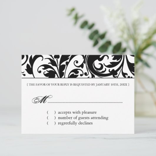 Elegant Black and White Reply Cards - RSVP (Staand voorkant)