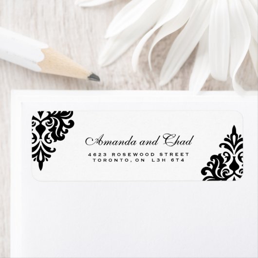 Elegant Black and White Return Address Labels (Insitu)