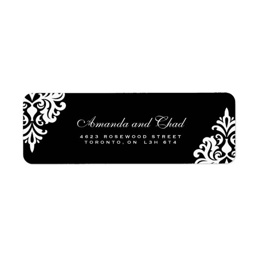 Elegant Black and White Return Address Labels (Voorkant)