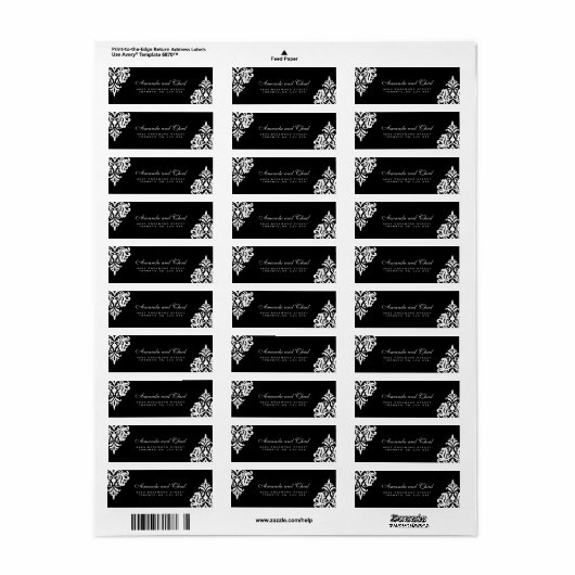 Elegant Black and White Return Address Labels (Full Sheet)