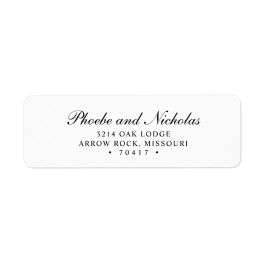 Elegant Black and White Return Address Wedding Etiket (Voorkant)