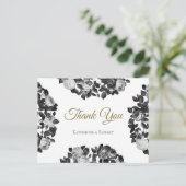Elegant Black and White Roses bedankt Briefkaart (Staand voorkant)