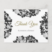 Elegant Black and White Roses bedankt Briefkaart (Voorkant)