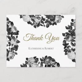 Elegant Black and White Roses bedankt Briefkaart