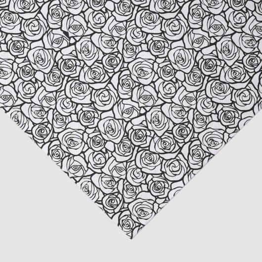 Elegant Black and White Roses Chic Floral Pattern Tissuepapier (Detail)