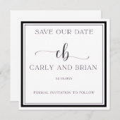 Elegant Black and White Save the Date  Kaart (Voorkant / Achterkant)
