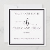 Elegant Black and White Save the Date Kaart (Voorkant)