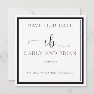Elegant Black and White Save the Date Kaart