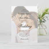 Elegant Black and White Script 2 Photo Wedding Kaart (Staand voorkant)