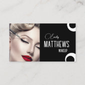 Elegant black and white script custom 2photo visitekaartje (Voorkant)