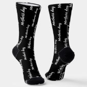 Elegant black and white script custom mothers day sokken (Gebogen)